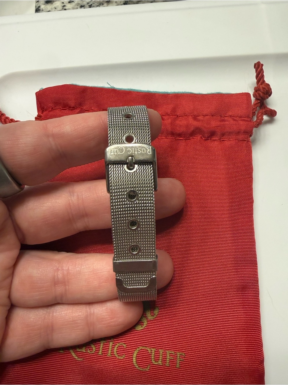 Rustic Cuff Silver Mesh Bracelet